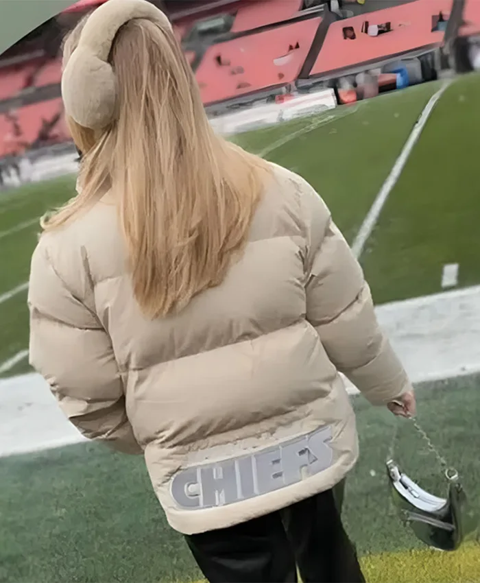 Brittany Mahomes Chiefs Beige Puffer Jacket
