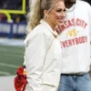 Brittany Mahomes Sidelines KC Chiefs Game 2025 White Jacket