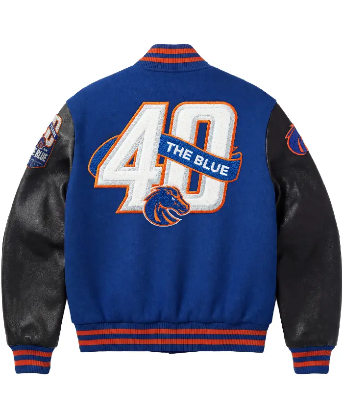 Broncos Blue Turf 40th Anniversary Varsity Jacket - Image 2