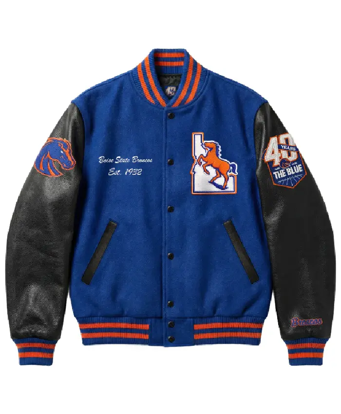 Broncos Blue Turf 40th Anniversary Varsity Jacket