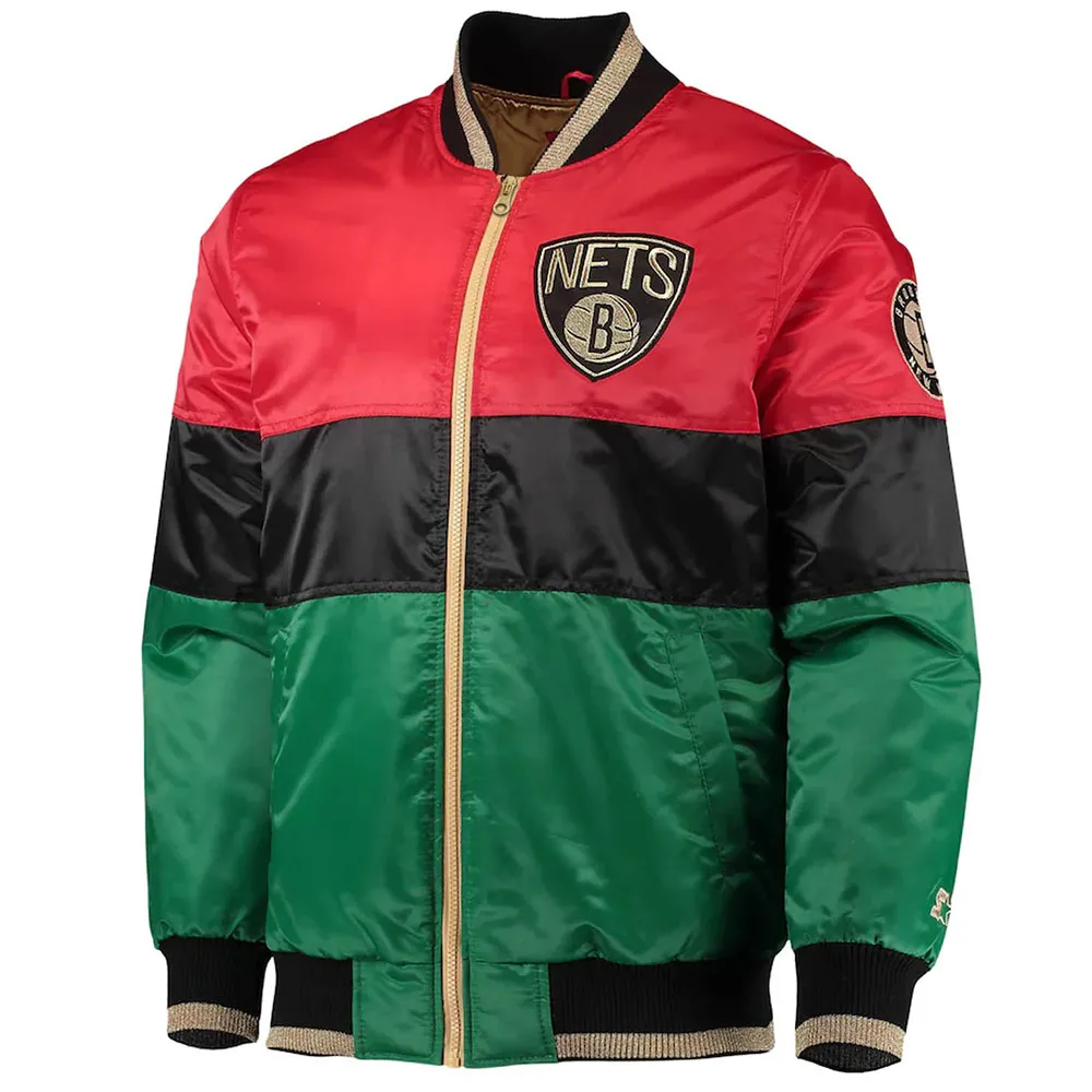 Brooklyn Nets Black History Month 75th Anniversary Satin Jacket