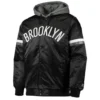 Brooklyn Nets Black Satin Jacket With Gray Hood