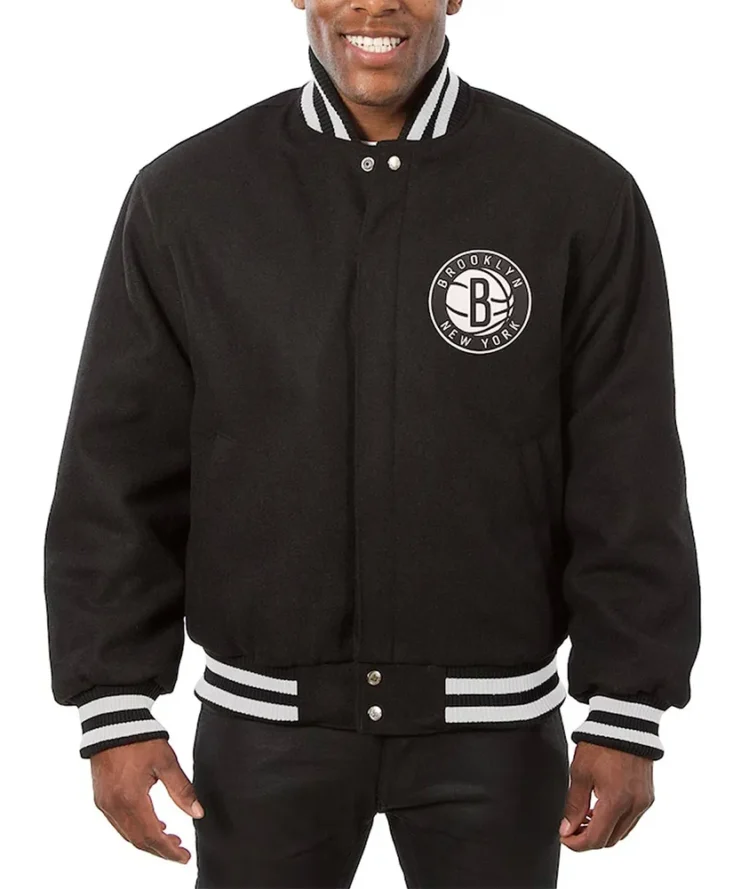 Brooklyn Nets Black Varsity Wool Jacket