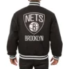 Brooklyn Nets Black Varsity Wool Jacket Back
