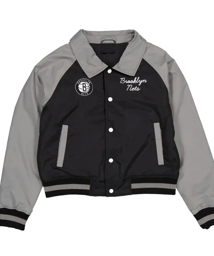 Brooklyn Nets Black And Gray Throwback Jacket