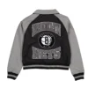Brooklyn Nets Black And Gray Throwback Jacket Back