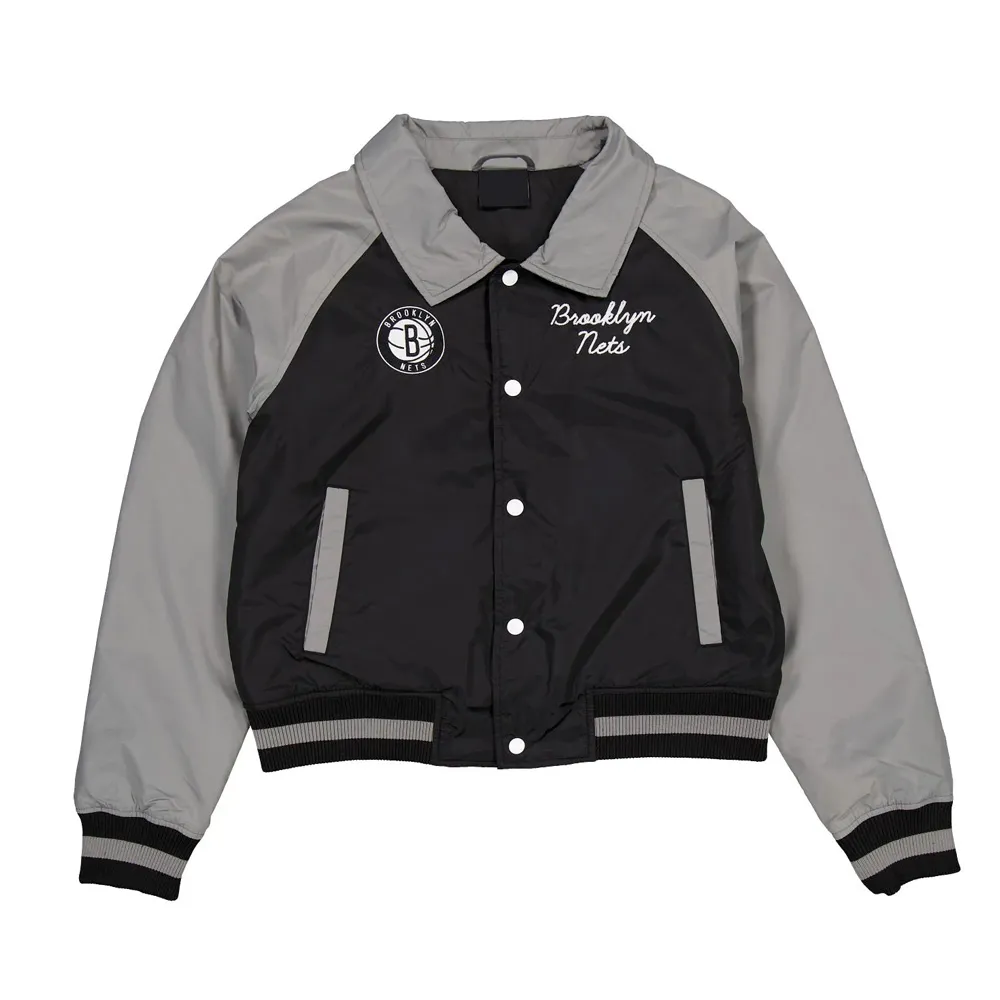 Brooklyn Nets Black And Gray Throwback Jacket