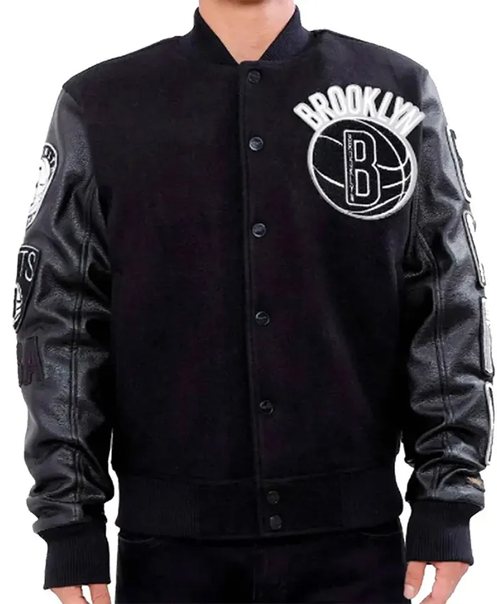 Brooklyn Nets Bomber Varsity Black Jacket