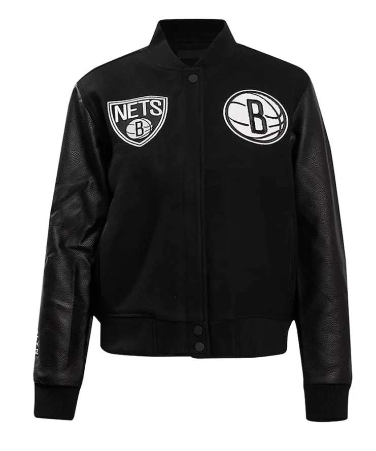 Brooklyn Nets Classic Varsity Wool Leather Jacket