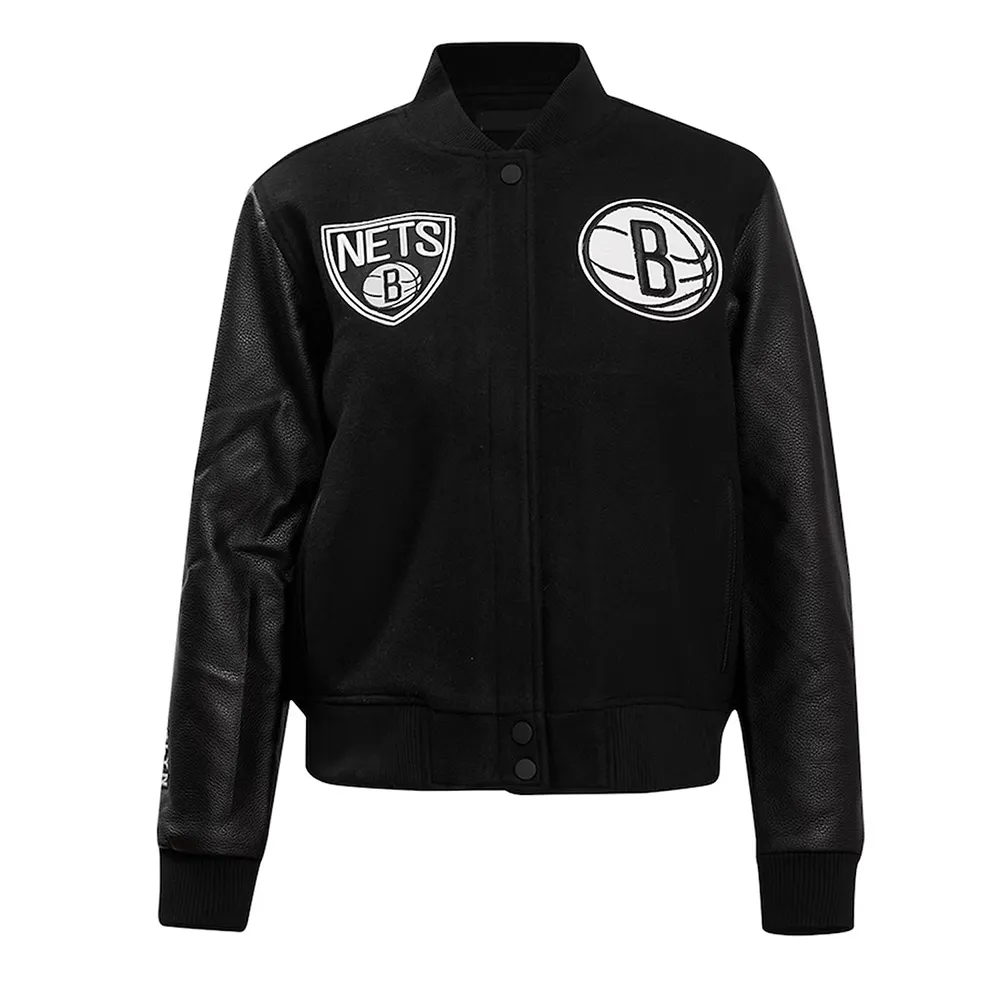 Brooklyn Nets Classic Varsity Wool Leather Jacket