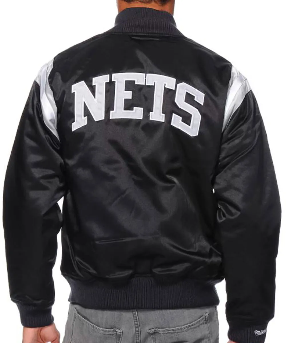 Brooklyn Nets Division Black Bomber Jacket Back