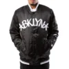 Brooklyn Nets Full Snap Bomber Black Jacket