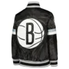 Brooklyn Nets Home Game Black Satin Jacket Back