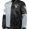 Brooklyn Nets Leader Satin Gray Black Color Block Jacket