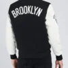 Brooklyn Nets Logo Black And White Letterman Jacket Back
