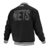 Brooklyn Nets Logoman Shadow Black Varsity Jacket Back
