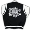 Brooklyn Nets Motto Black And White Varsity Jacket Back