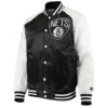 Brooklyn Nets Point Guard Black White Satin Jacket