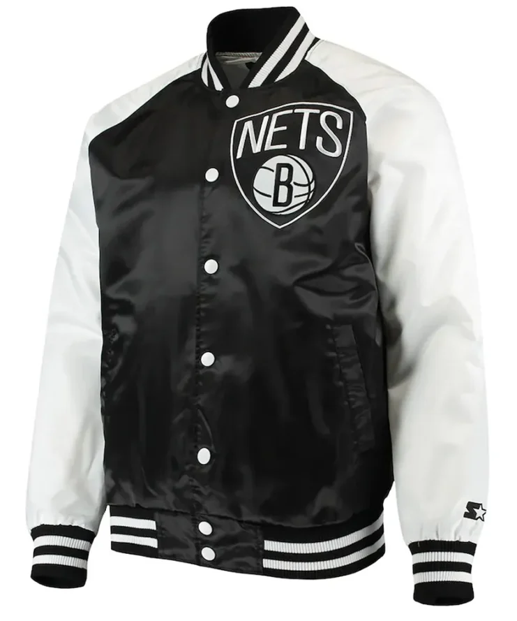 Brooklyn Nets Point Guard Black White Satin Jacket