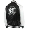 Brooklyn Nets Point Guard Black White Satin Jacket Back