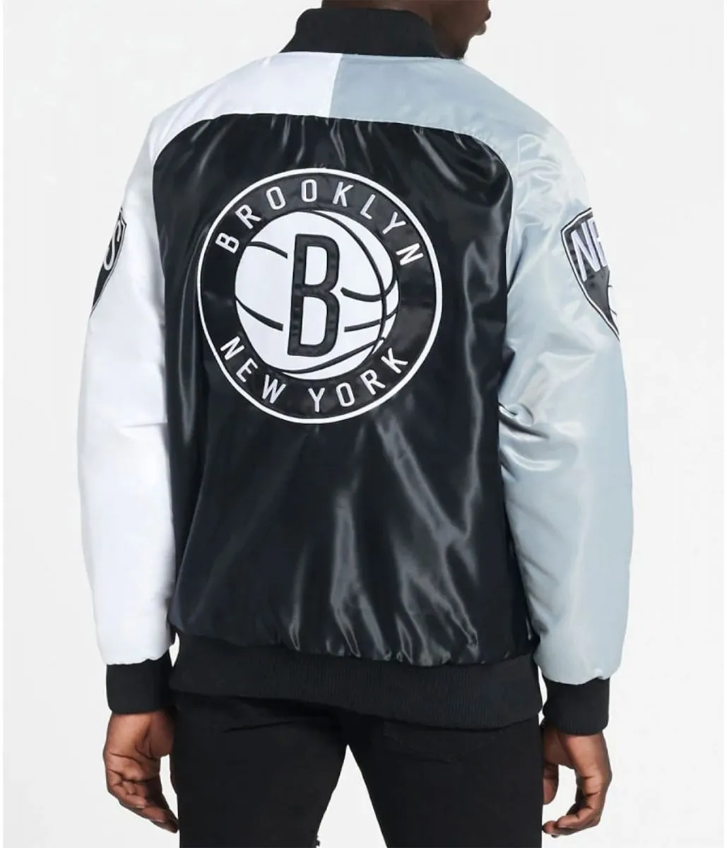 Brooklyn Nets Remix Satin Color Block Jacket Back