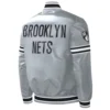 Brooklyn Nets Slider Gray Varsity Satin Jacket Back