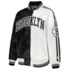 Brooklyn Nets Split Colorblock Black And White Satin Jacket