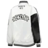 Brooklyn Nets Split Colorblock Black And White Satin Jacket Back