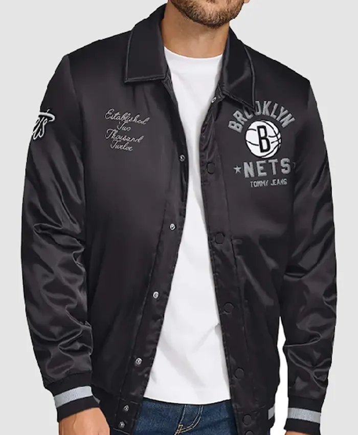 Brooklyn Nets Stitch Black Applique Jacket