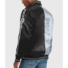 Brooklyn Nets Varsity Satin Gray And Black Jacket Back