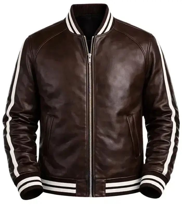 Brown Leather Varsity Jacket