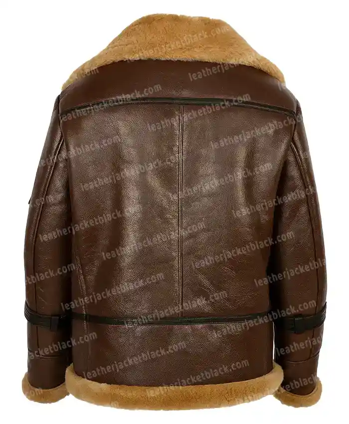 Corwin Brown Shearling Aviator Leather Jacket - Image 4