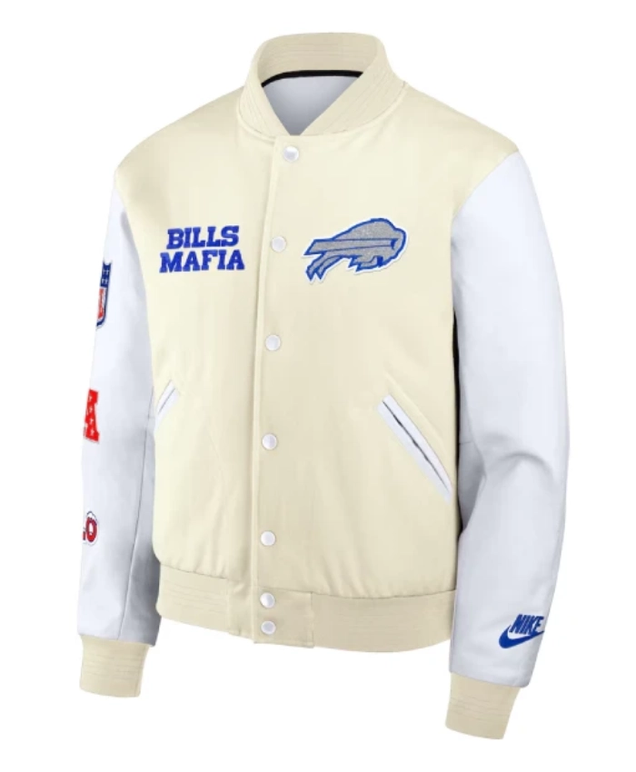 Buffalo Bills 2025 Rivalries Collection Nike WhiteFull Snap Varsity Jacket