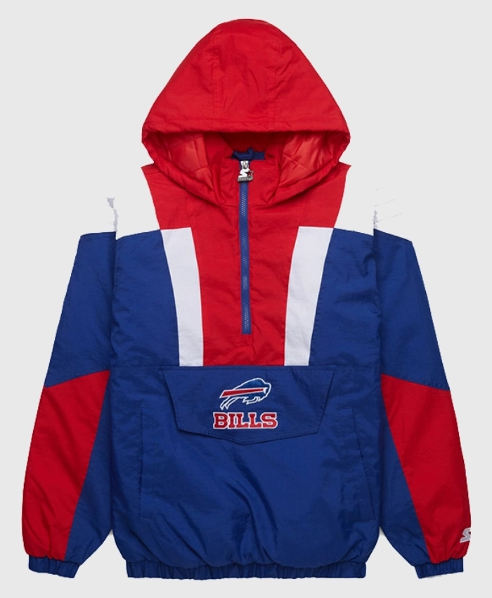 Buffalo Bills HOMAGE X Starter Red Blue Half Zip Pullover Jacket