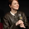 Bugonia BAFTA Screening Emma Stone Brown Leather Jacket