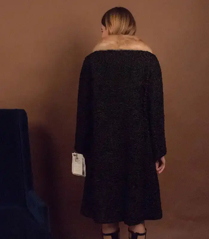 Buy 60s Persian Lamb Black Mink Collar Coat For Men And Women