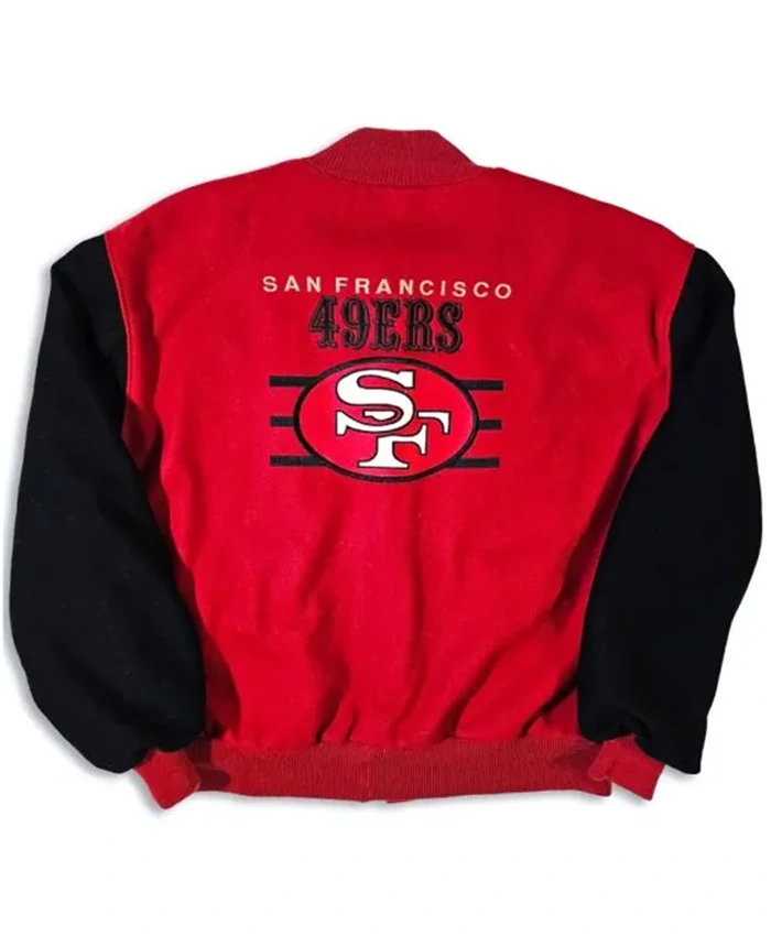 Buy 90s San Francisco 49ers Red And Black Letterman Varsity Jacket For Men And Women