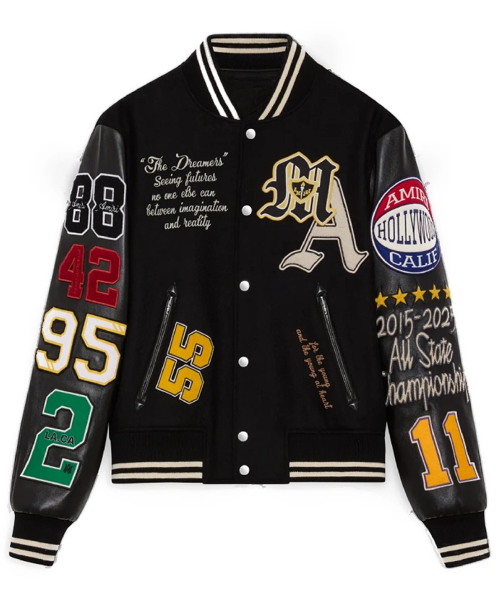 Buy Amiri Patch Black Letterman Varsity Jacket For Men And Women