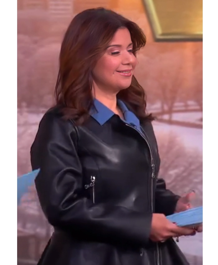 Ana Navarro The View 2026 Peplum Black Leather Jacket