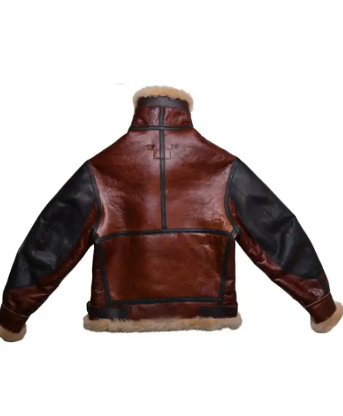 Buy B 3 Aviator RAF Reddish Brown Leather Shearling Fur Jacket For Unisex