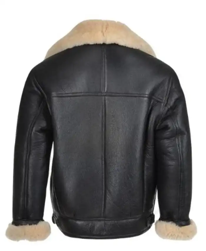 Buy B 3 Aviator Shearling Fur Black Sheepskin Leather Flying Jacket For Men And Women