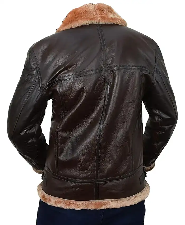 Buy B 3 Brown Pilot Bomber Shearling Fur Leather Jacket For Men And Women