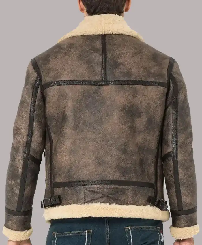 Buy B 3 Sheepskin Leather Shearling Fur Brown Jacket For Men And Women