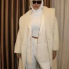 Buy Beyoncé Cream Color Teddy Button Coat For Sale