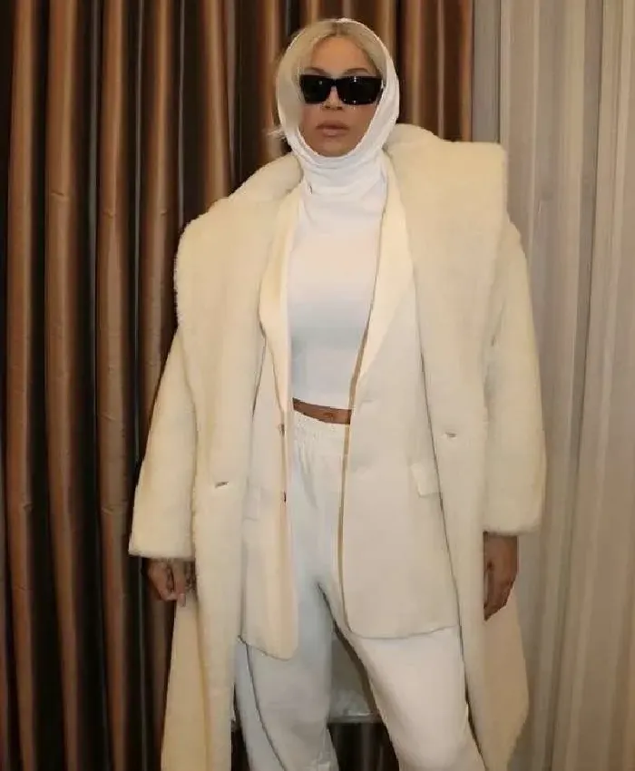 Buy Beyoncé Cream Color Teddy Button Coat For Sale