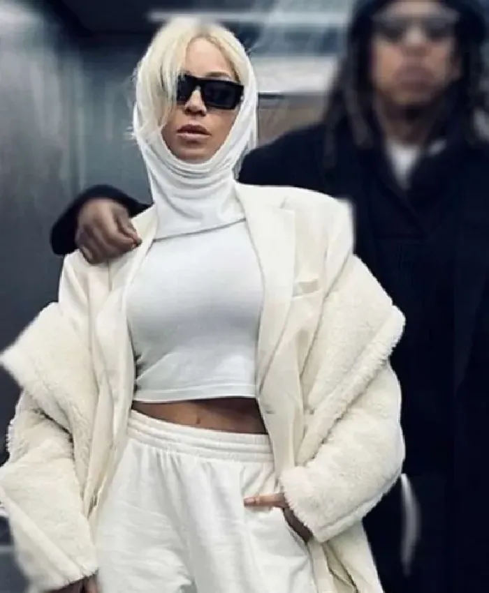 Buy Beyoncé Cream Color Teddy Button Coat