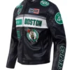 Buy Boston Celtics Moto Leather Black Jacket
