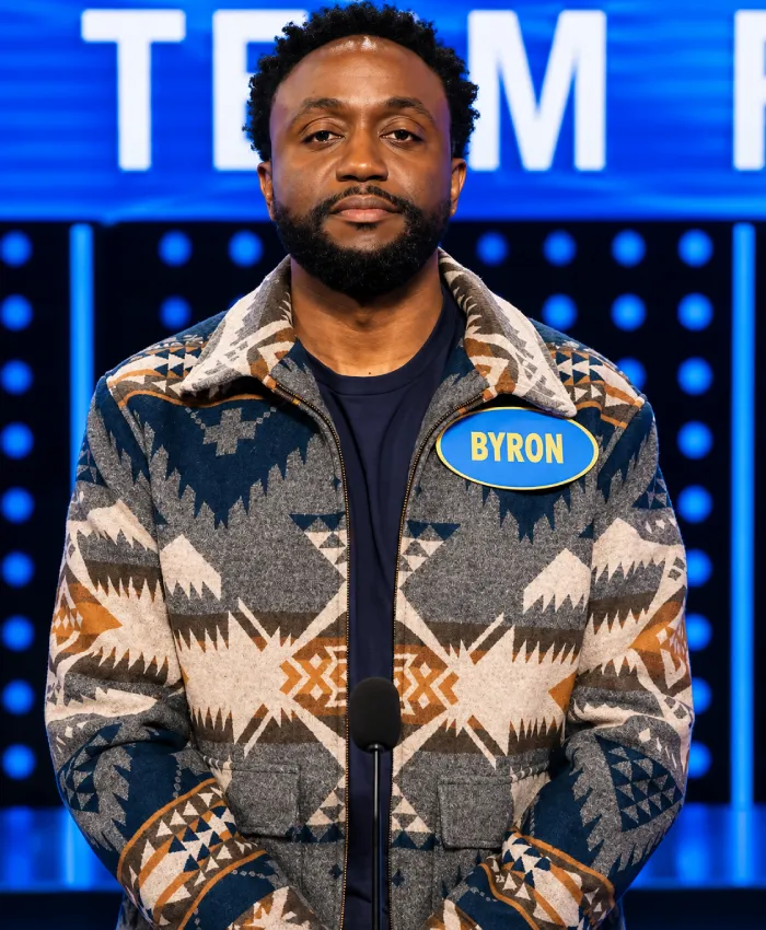 Buy Celebrity Family Feud Season 12 Byron Bowes Full Zip Multicolor Wool Coat