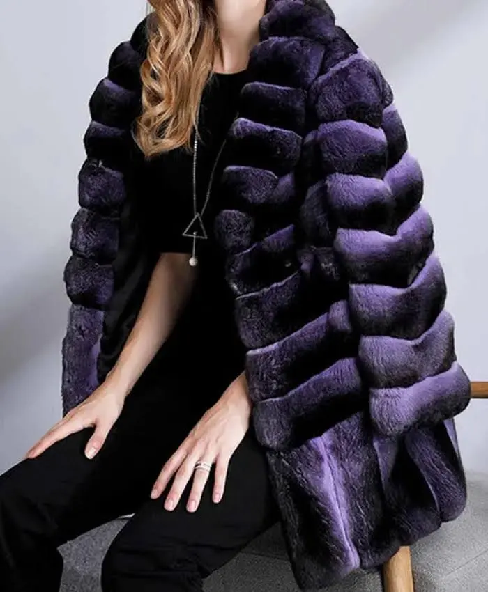 Buy Chinchilla Fur Purple Coat For Women
