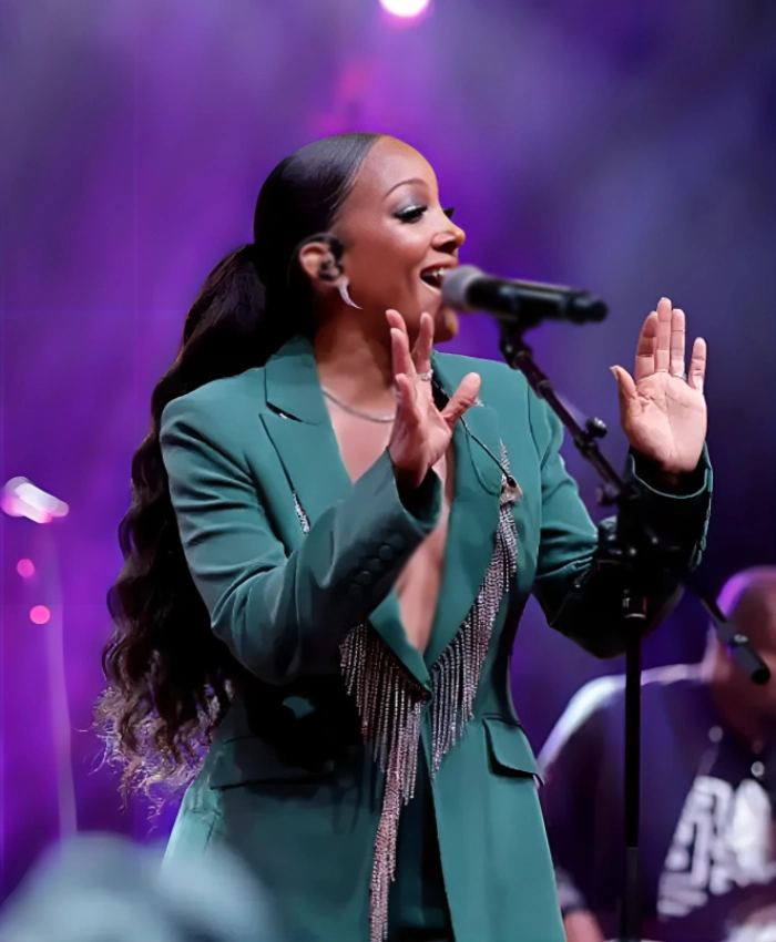 Countdown To Christmas 2025 Mickey Guyton Rhinestone Fringe Blazer - Image 3